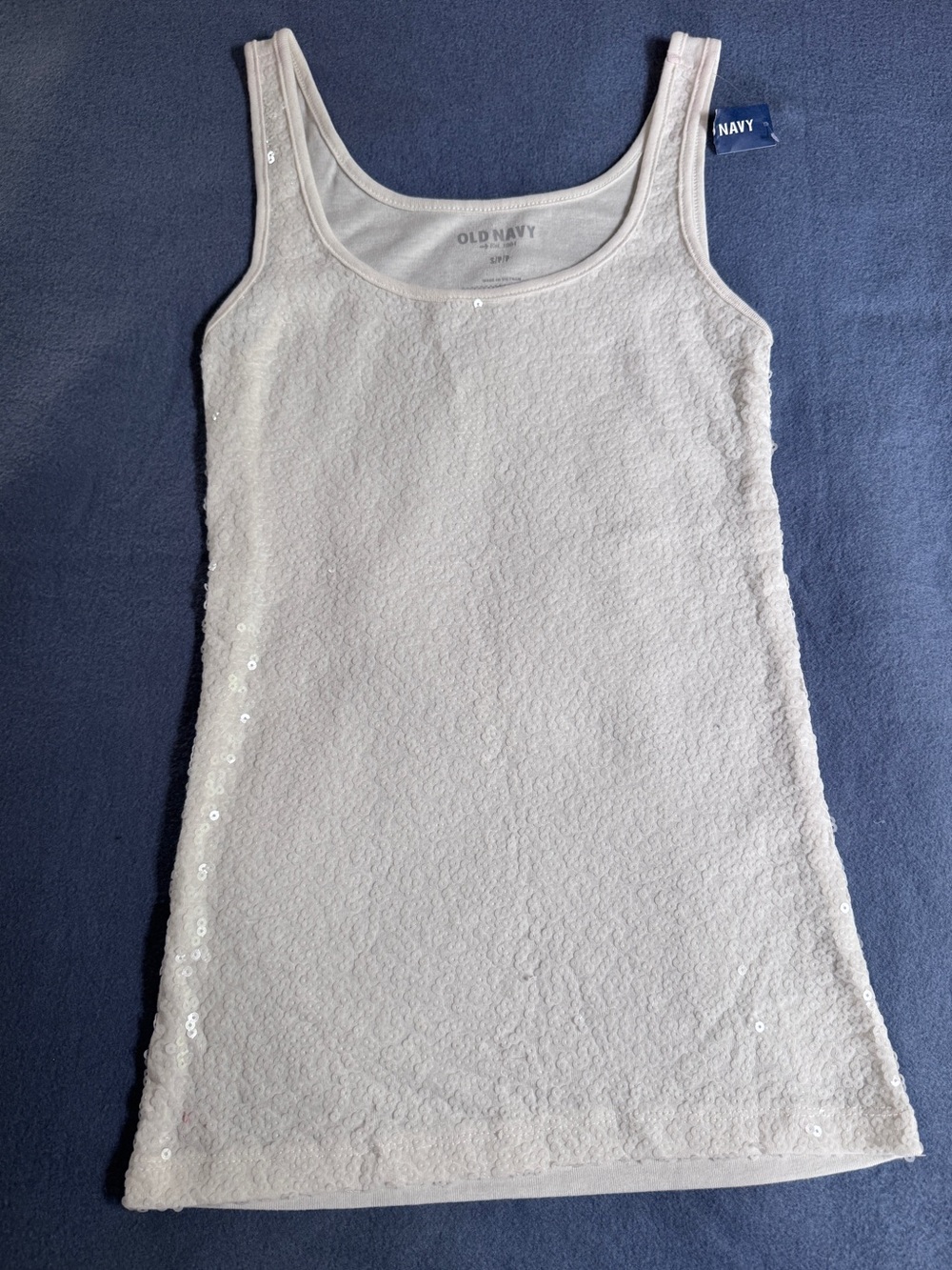 NWT White Sequin Tank Top